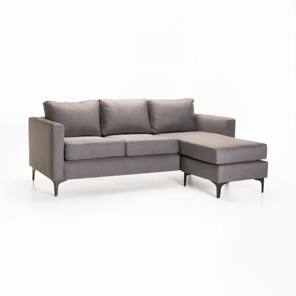 SANTINO FABRIC CORNER CHAISE - BLACK LEG