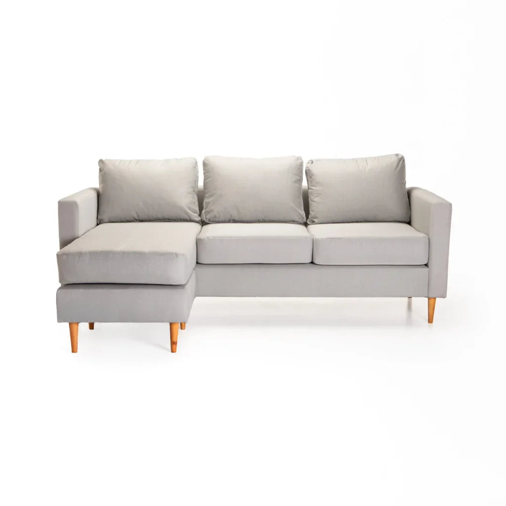 SANTINO FABRIC CORNER CHAISE - PLATINUM/NATURAL LEG