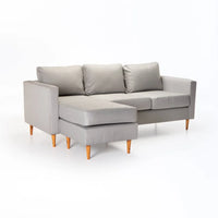 SANTINO FABRIC CORNER CHAISE - PLATINUM/NATURAL LEG