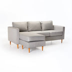 SANTINO FABRIC CORNER CHAISE - PLATINUM/NATURAL LEG