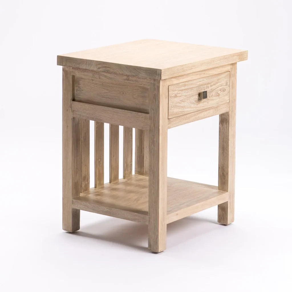 SARI WHITEWASH 1 DRAWER PEDESTAL