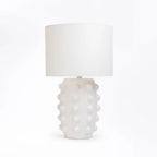 TABLE LAMP WHITE DOTTED BASE WHITE FABRIC SHADE